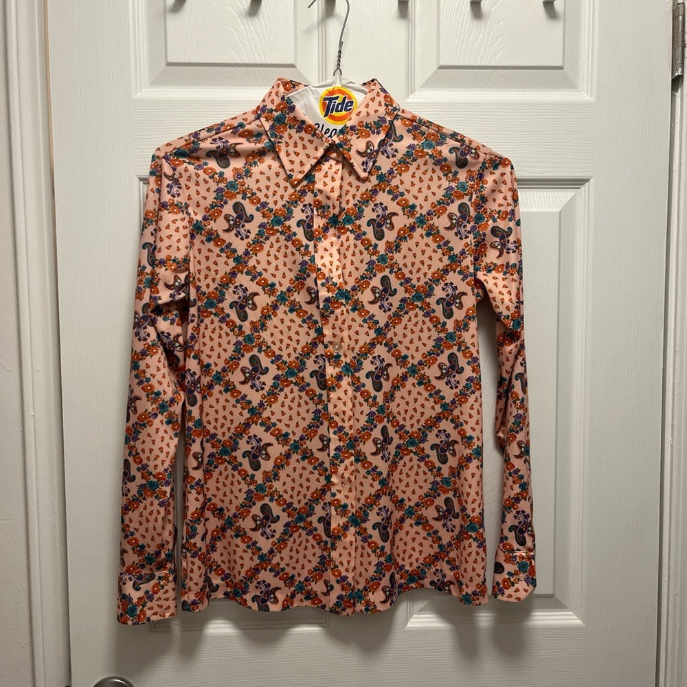 Vintage Orange Floral Women's Blouse
